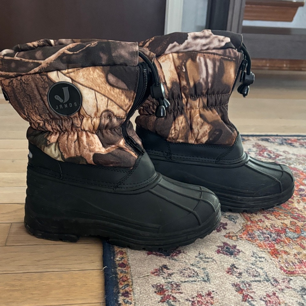 J Brand Black and Brown Camouflage Boots